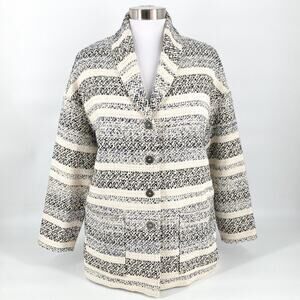 Suzie Winkle Paris Womens Cream Blue Black Striped Jacket Blazer Size 38